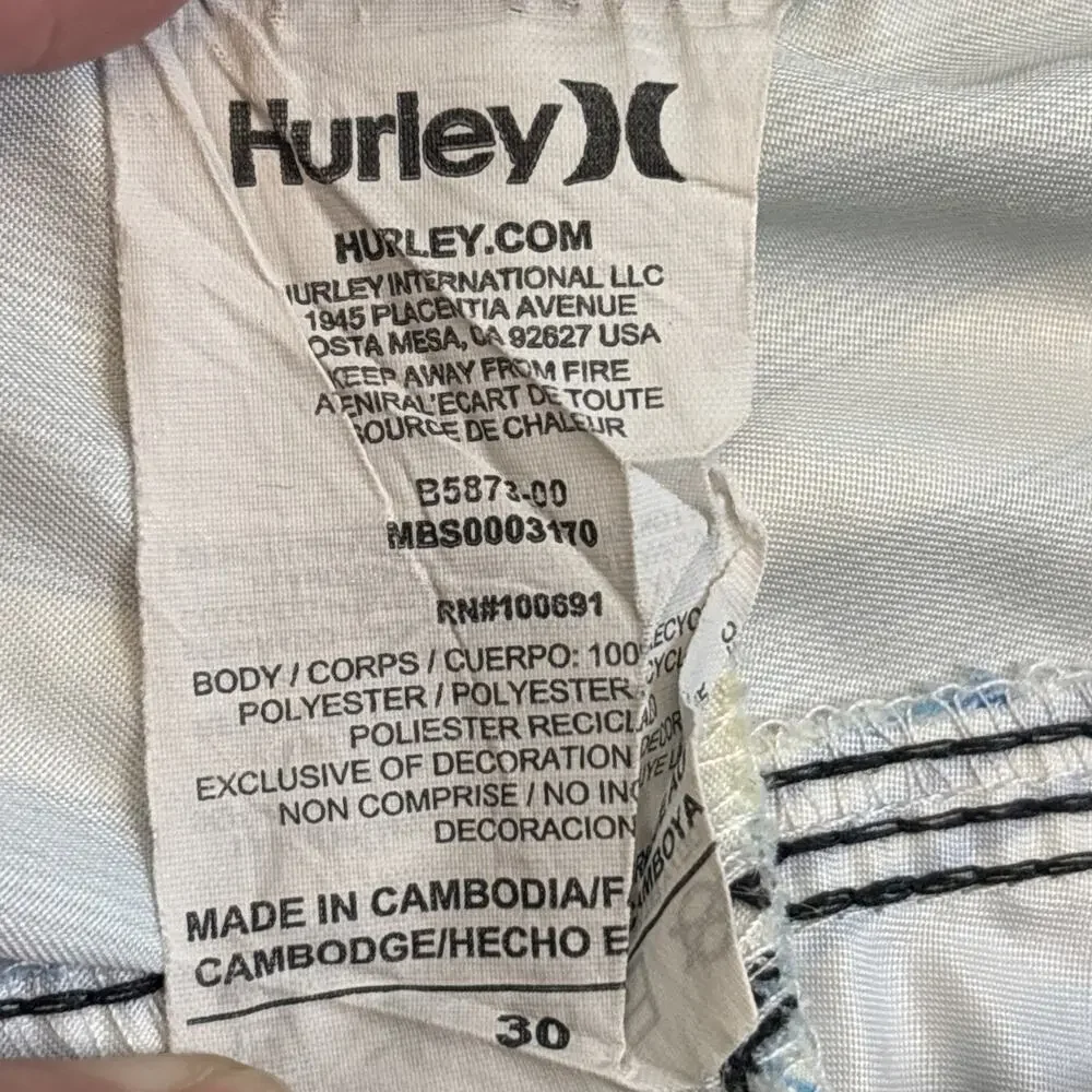Hurley Board Swim Trunks Shorts Colorful Striped Logo Pocket Tie - Picture 4 of 11